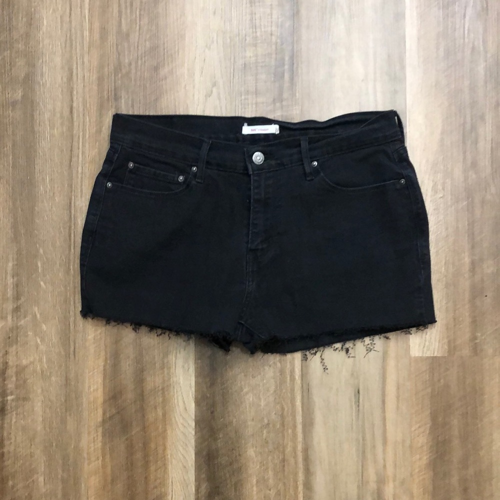 LEVIS 505 straight 30 black cut off jeans shorts *